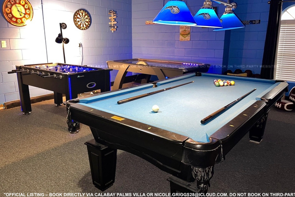 Games Room - pool table, air hockey, darts, football, arcade machine and pinball 