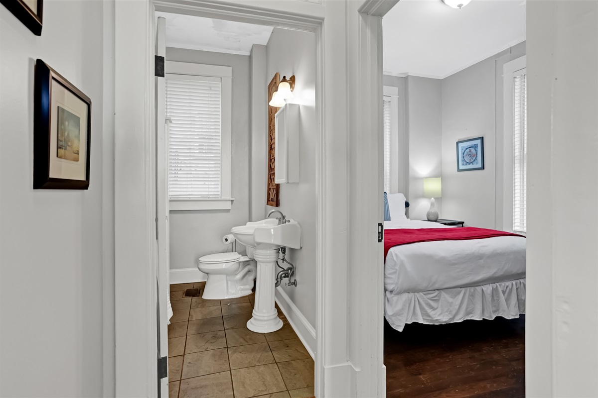 Easy access to both the bedroom and bathroom in this thoughtfully designed hallway.