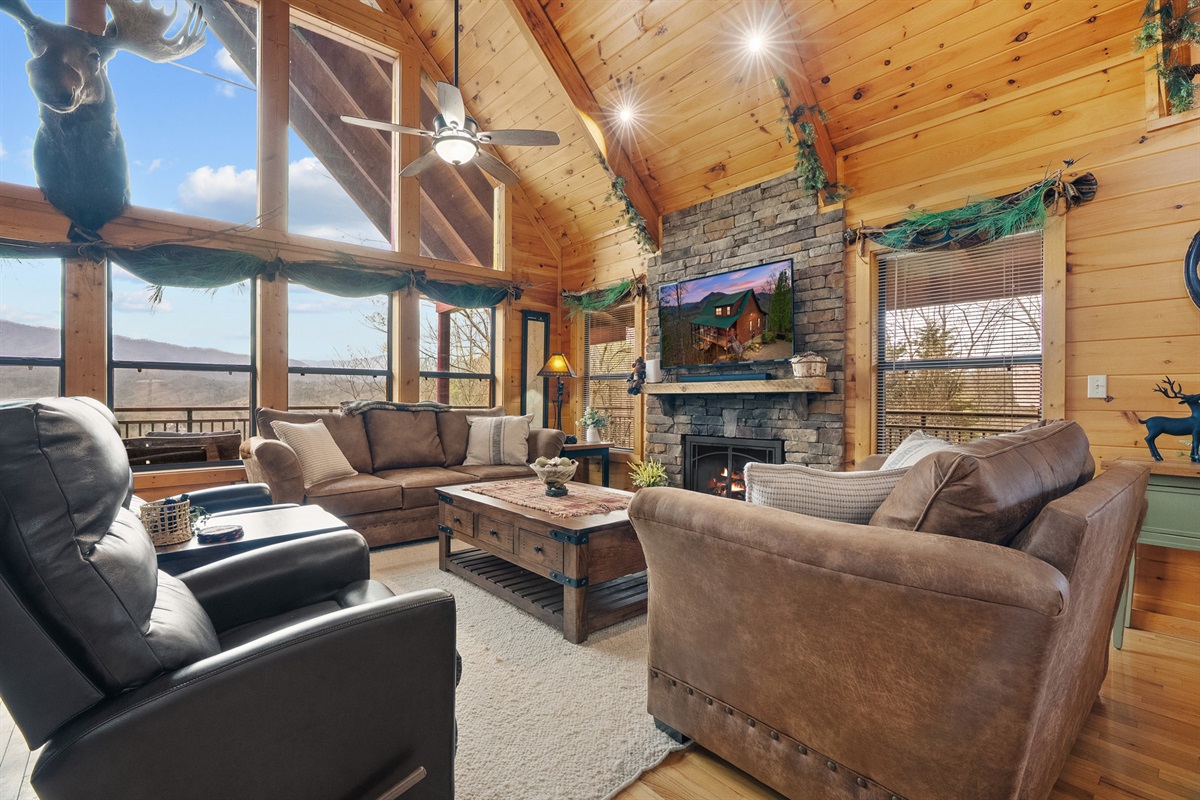 Cozy up by the fire after a day in the Smokies.