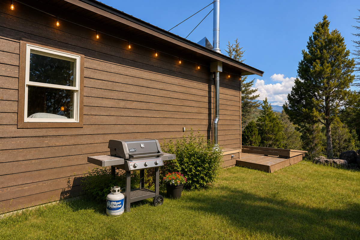 While it's not fancy, we do have a propane grill in the backyard! 