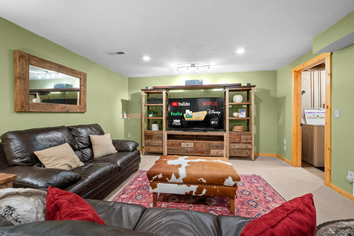 Theater and family room with large TV setup for movie nights and indoor downtime.