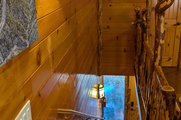 Stairs leading down to the entry