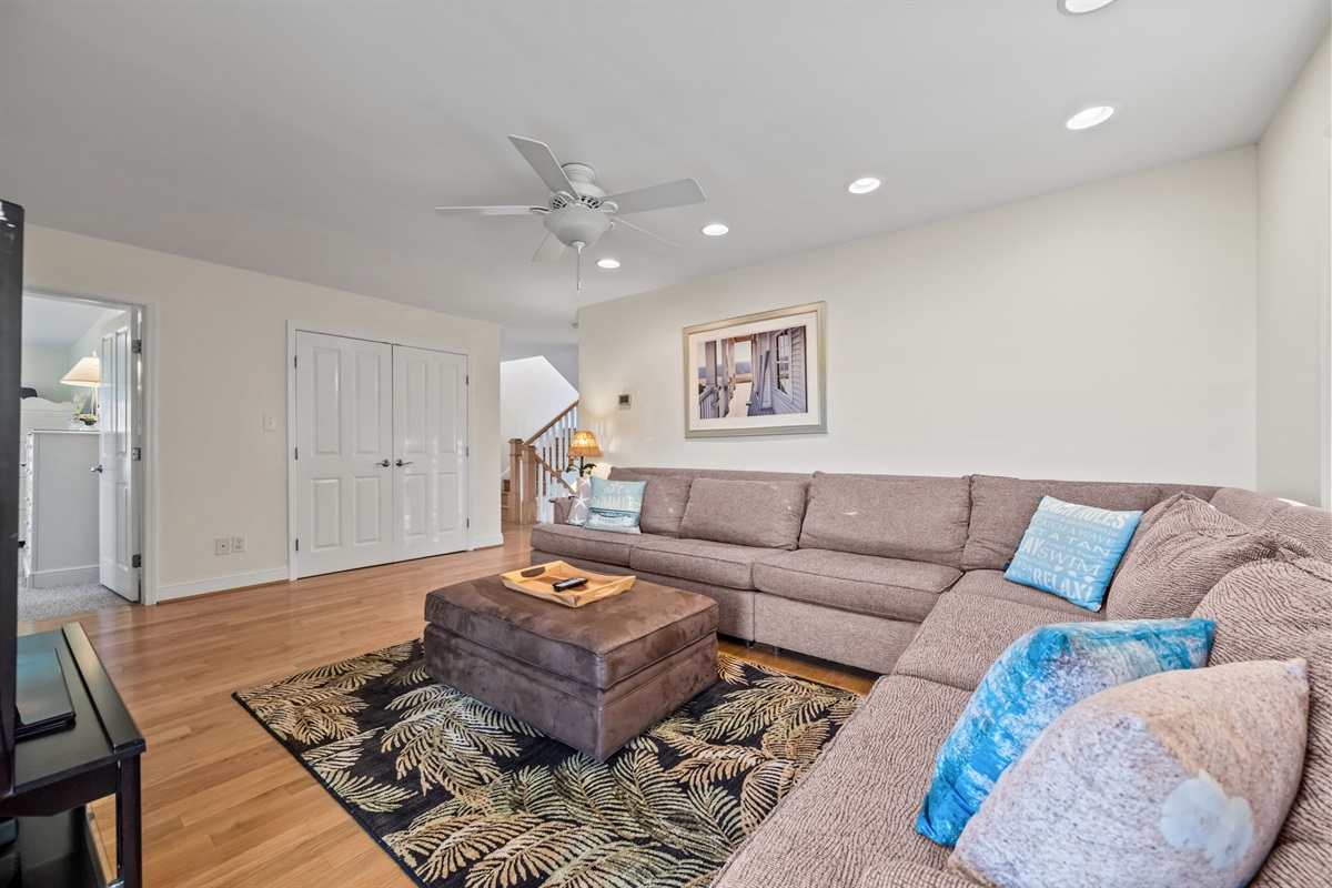 Comfortable family room with ample seating and open layout