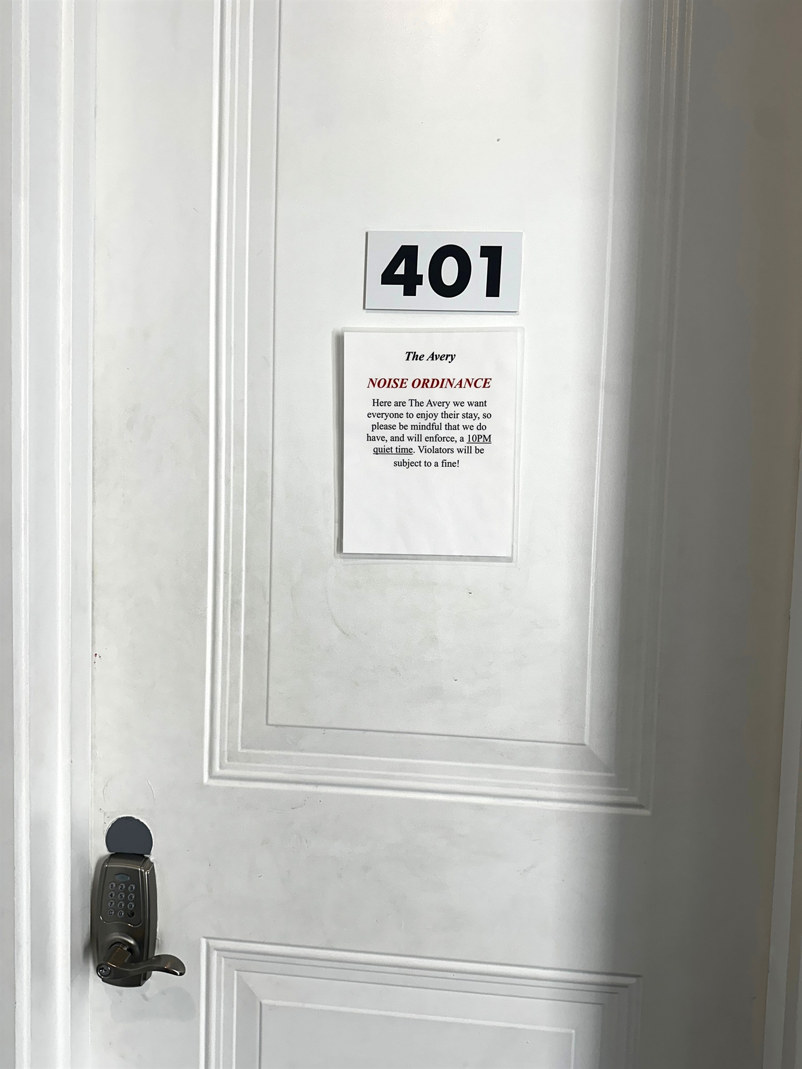 You'll find the fitness room and outdoor rooftop space on the 4th floor street side, door 401.