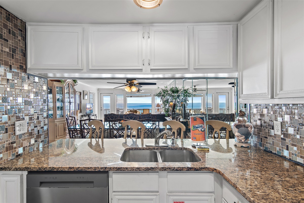 Cook delicious meals in the REMODELED Kitchen while overlooking the Gulf of Mexico