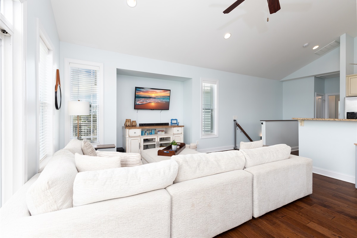 A modern living room with a focus on comfort and style