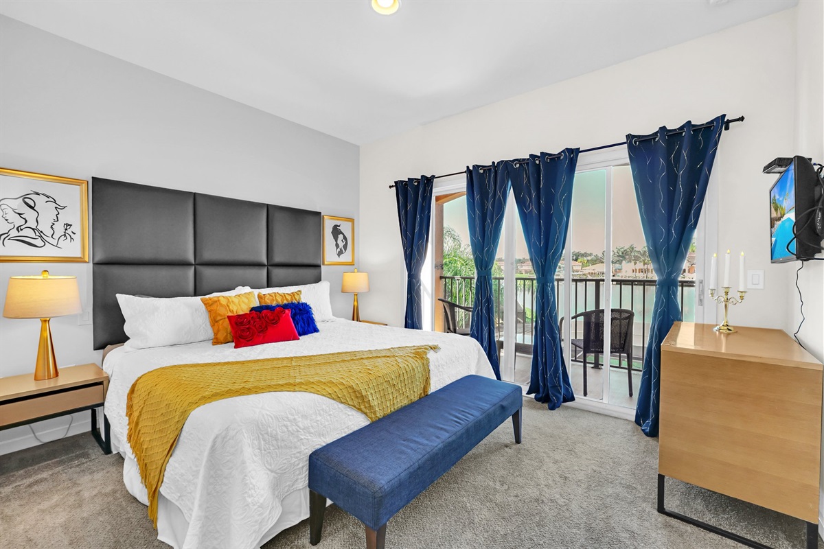 Primary bedroom with king bed