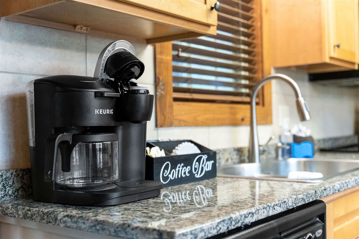 No need to leave the cabin for your first cup. Our coffee station makes slow Branson mornings even easier.