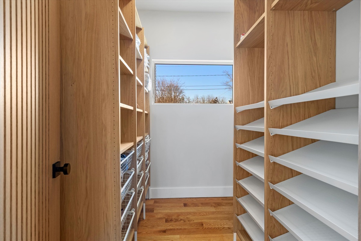 Walk in closet in the first floor bedroom