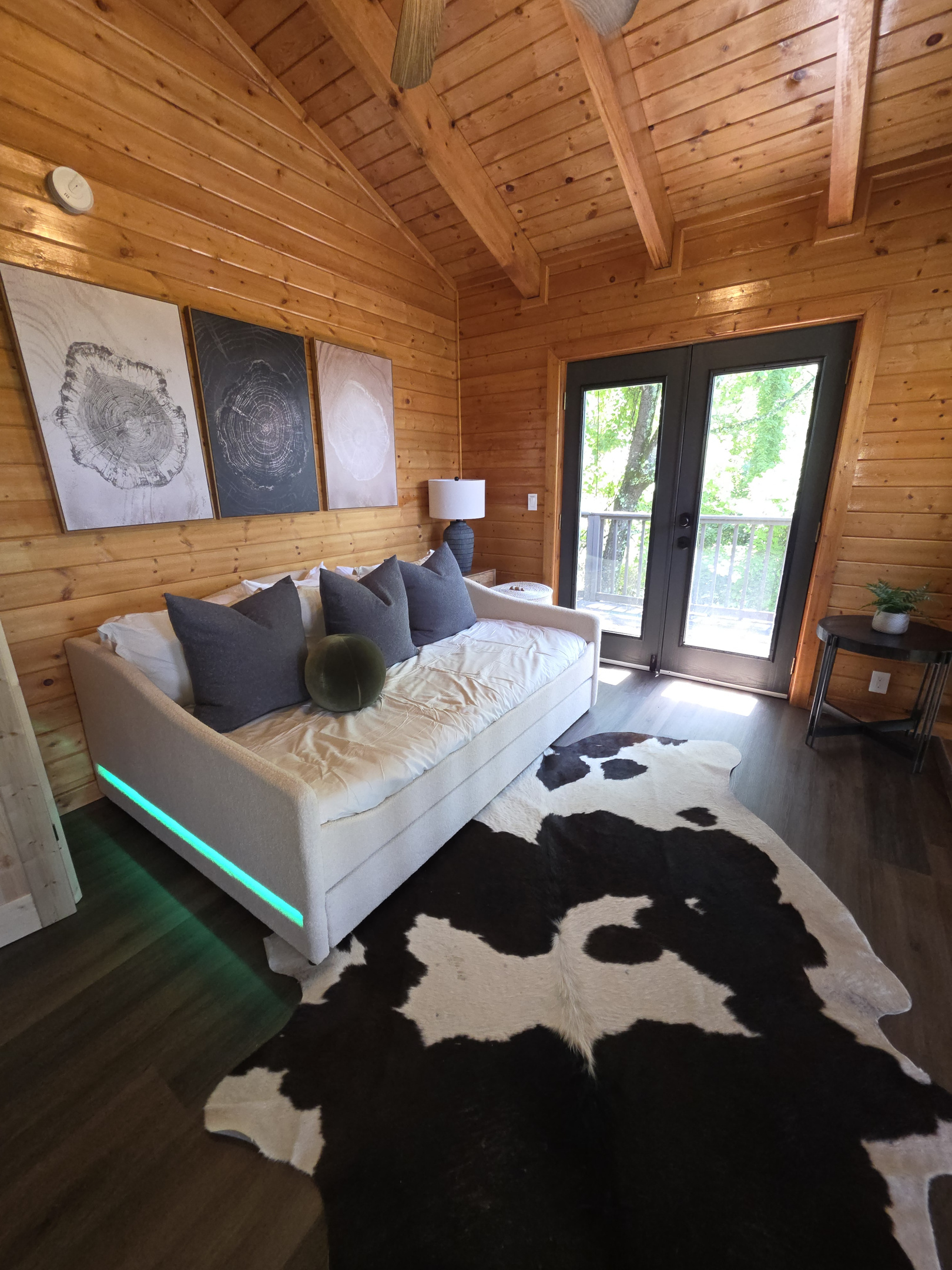 The living area in the loft with a Full-over-Twin pullout bed.  This loft space has its own private balcony.