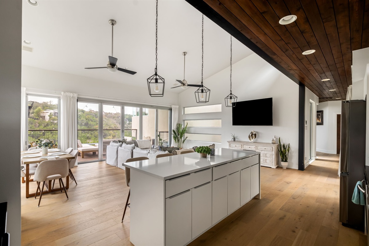 Sun-filled kitchen and dining area with an open, airy feel