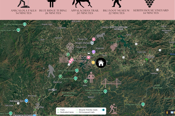 Perfectly positioned for adventure and relaxation. We are just minutes from the beach, orchards, vineyards, trails, tubing, downtown Blue Ridge, and Lake Blue Ridge Marina. Explore all day, then return to your private cabin retreat.