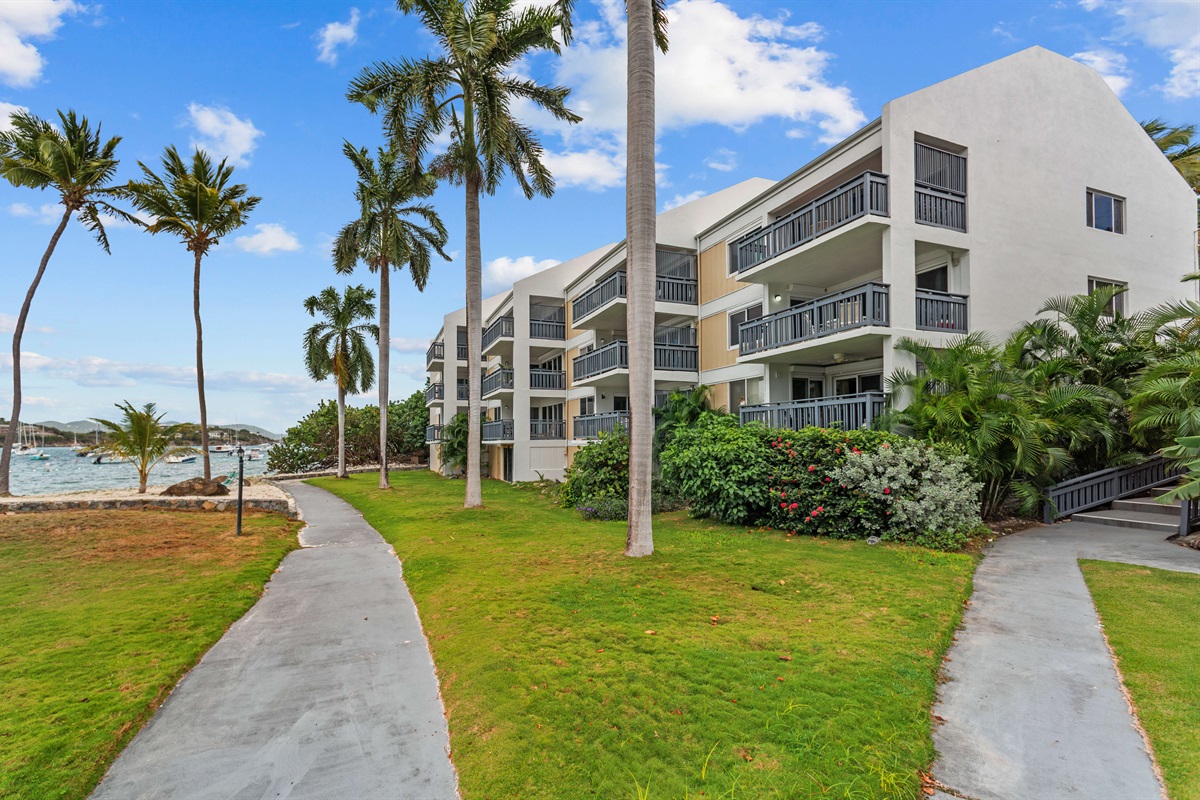 Exterior view of the condo nestled in peacefulness. 