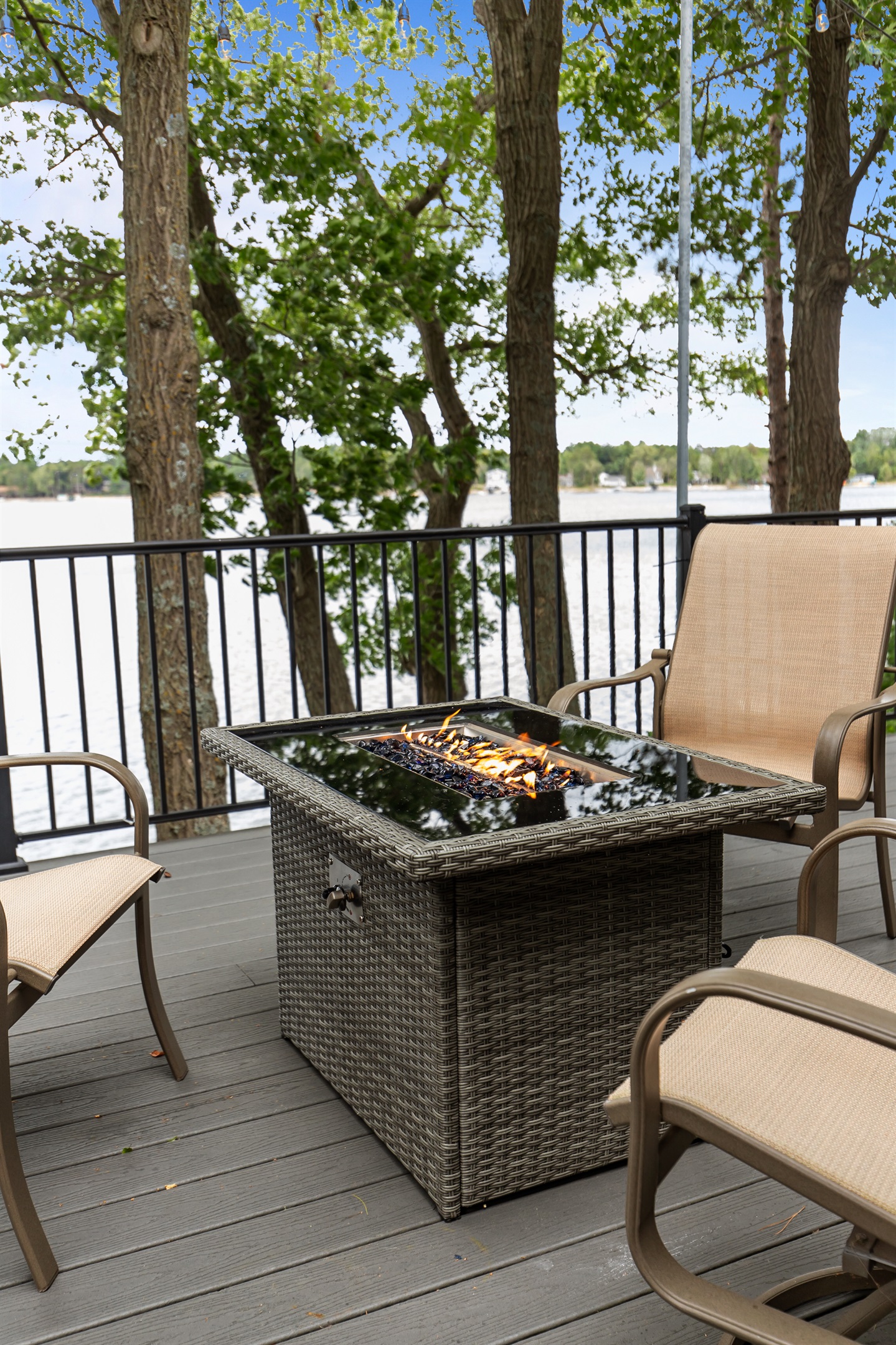 The gas fire pit makes it effortless to relax and enjoy evenings outdoors