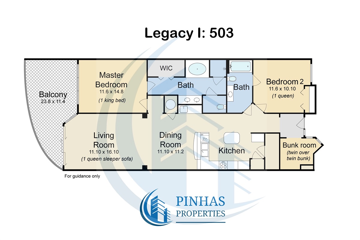 Floor plan with beds.