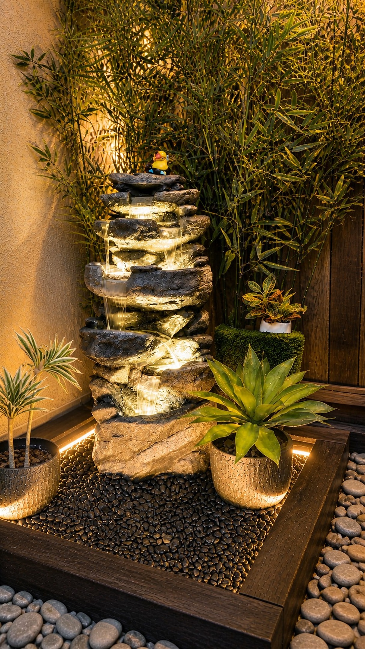 Close-up of calming water feature