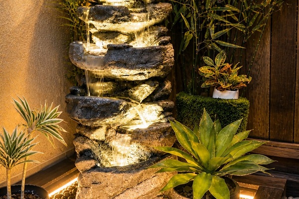 Close-up of calming water feature