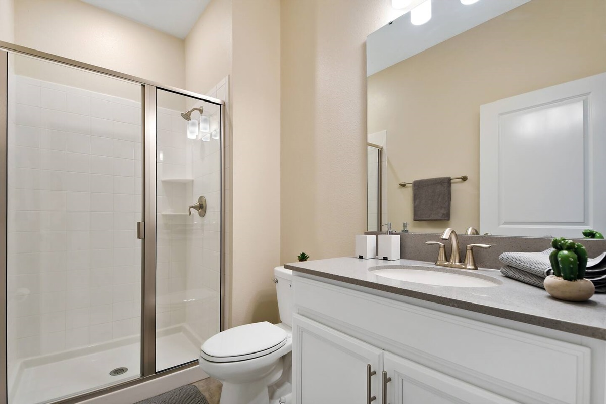 And one full bathroom with shower.