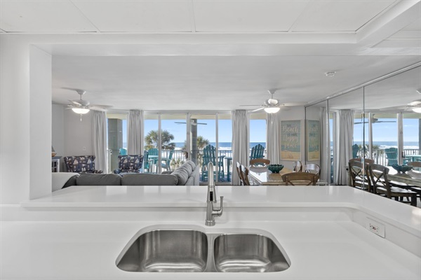 Large kitchen with a great view