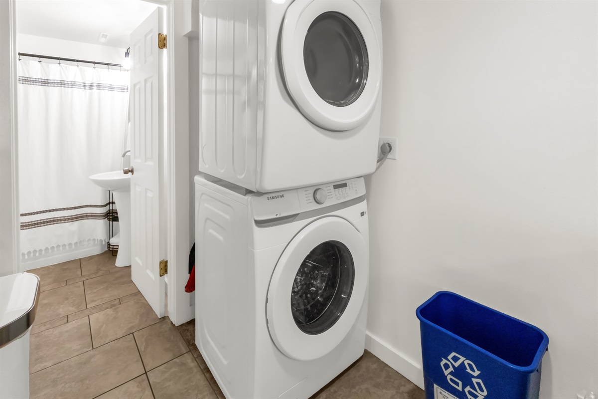 Your own washer and dryer, free to use anytime. Laundry soap and dryer sheets provided as well!