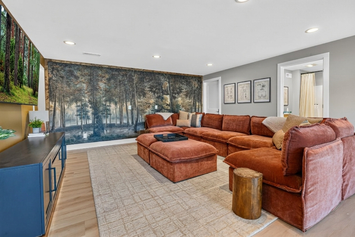 Downstairs living area with smart tv and games