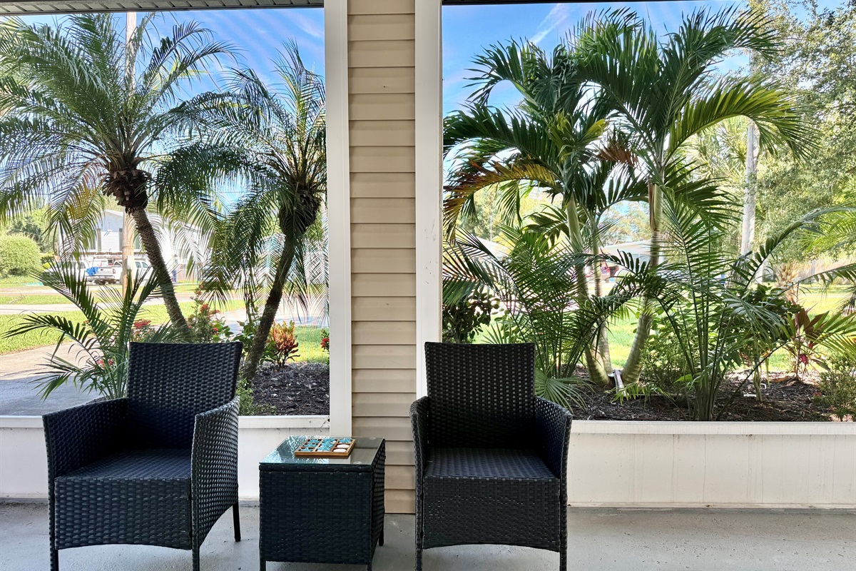 Relax here after a day at the beach or pool — a peaceful retreat just steps from the house.