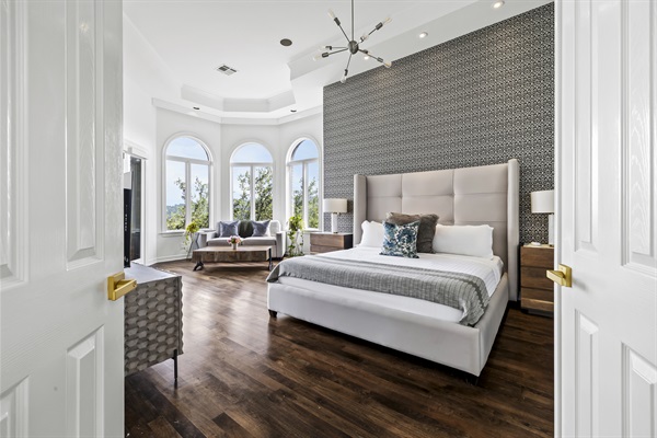 Primary bedroom 1, King bed and Queen pullout. Located on the main floor.