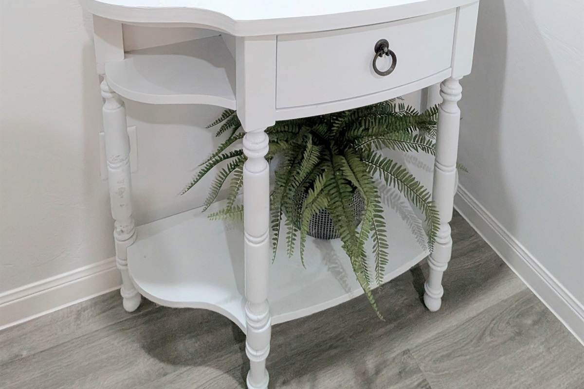 Drop your keys or check your look before heading out in this welcoming entry.