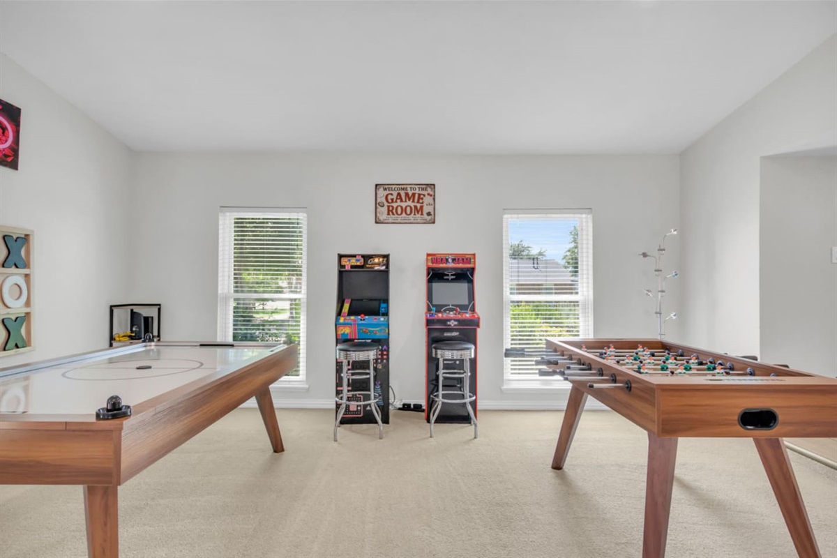 Step into a designer game room with stylish decor and non stop fun.