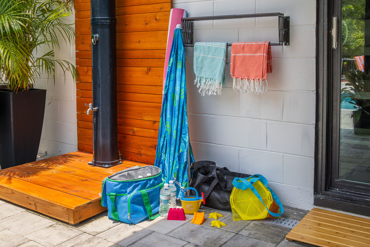 Head to the beach with the provided beach bag, including a cooler, sand toys, Turkish beach towels, an umbrella and blanket!