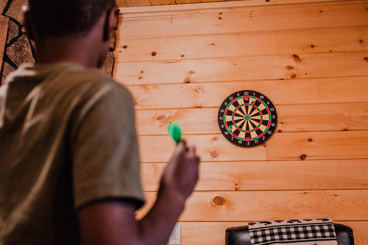 Dart board in the basement for a little relaxing friendly competition