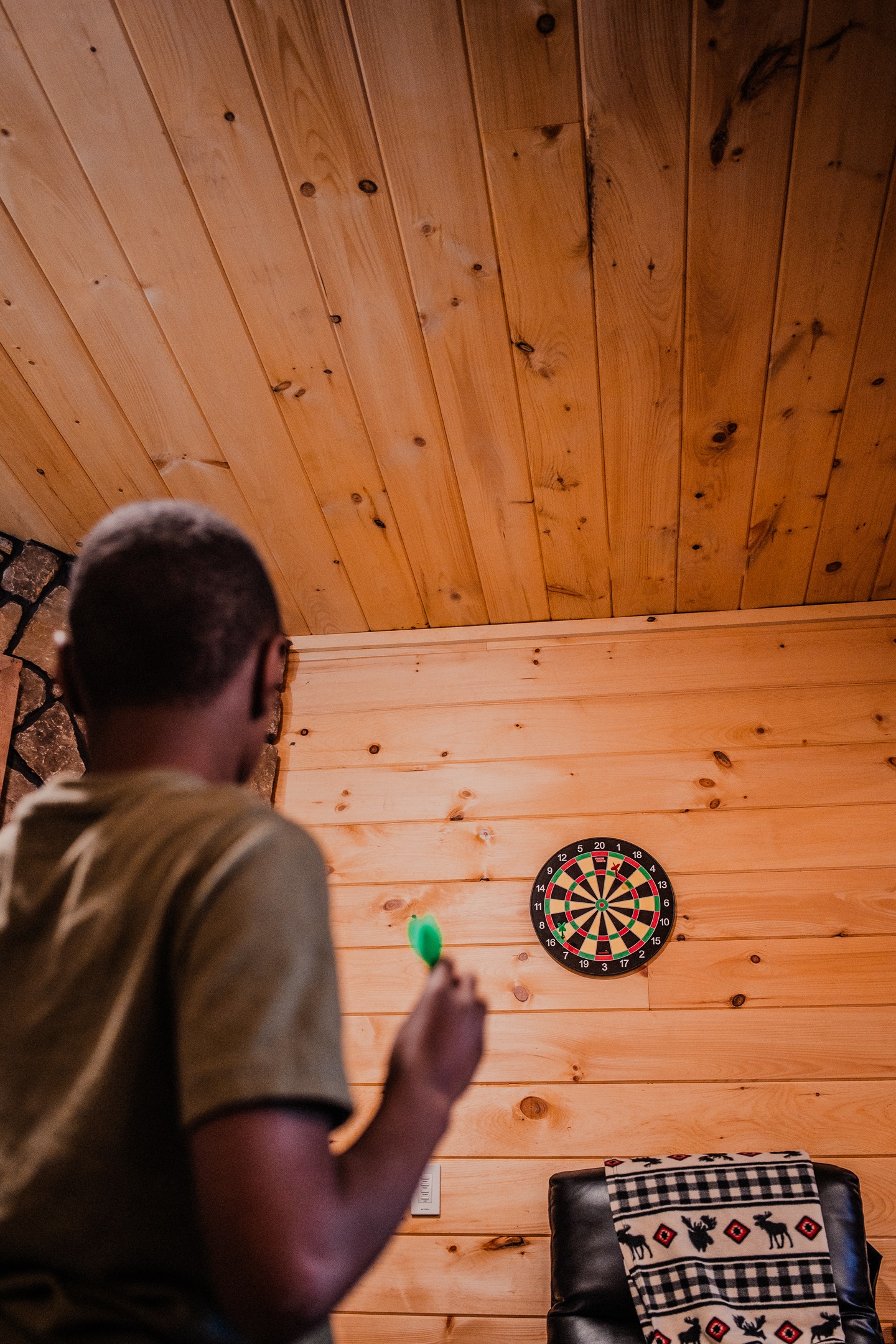 Dart board in the basement for a little relaxing friendly competition
