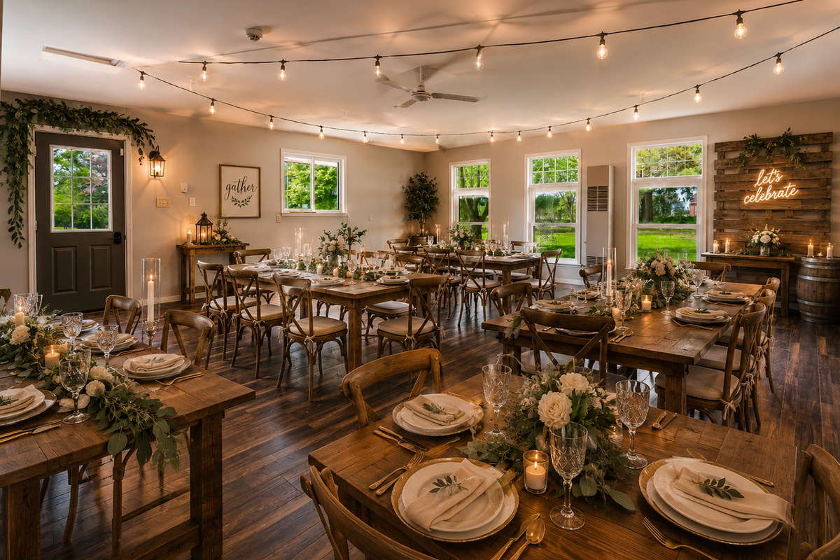 The event space can be rented and decorated as you wish. The studio space is rented to you empty. 
