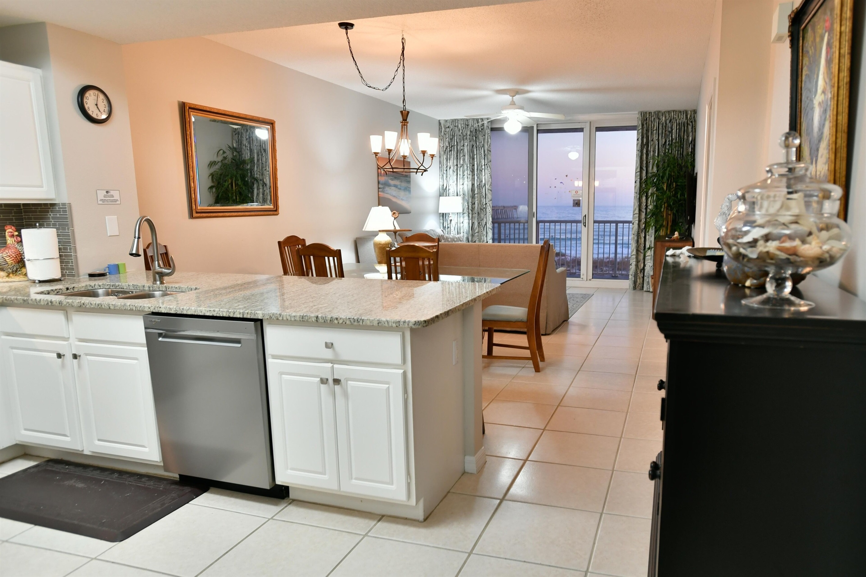 Kitchen and Living Rooms area overlooks the Gulf of Mexico
