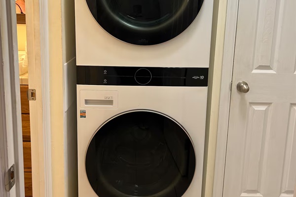 Convenient in-unit washer and dryer for easy laundry during longer stays.