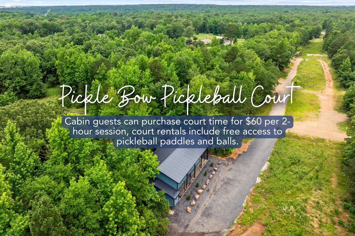 Welcome to Pickle Bow Pickleball Court, where nature and sport come together beautifully.