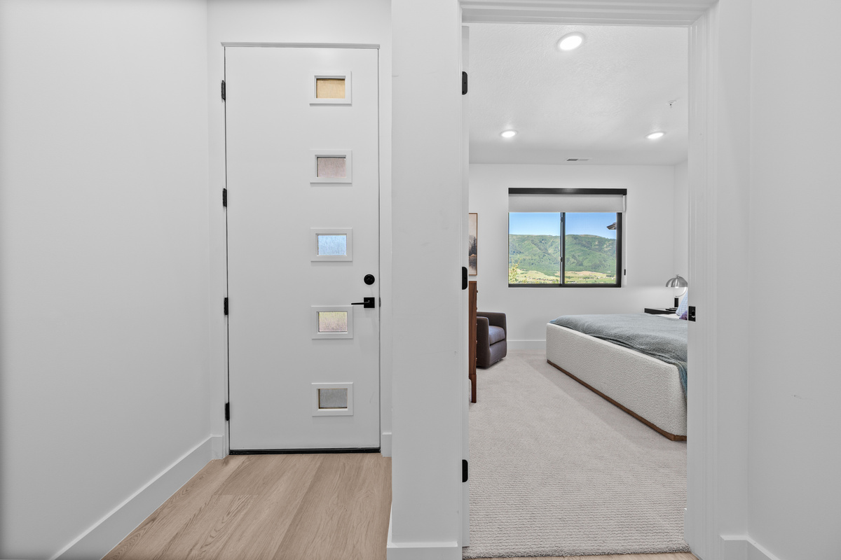 Entryway with convenient access to the main-level bedroom.