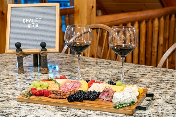 Nothing says vacation like a glass of wine and a charcuterie board waiting to be enjoyed.