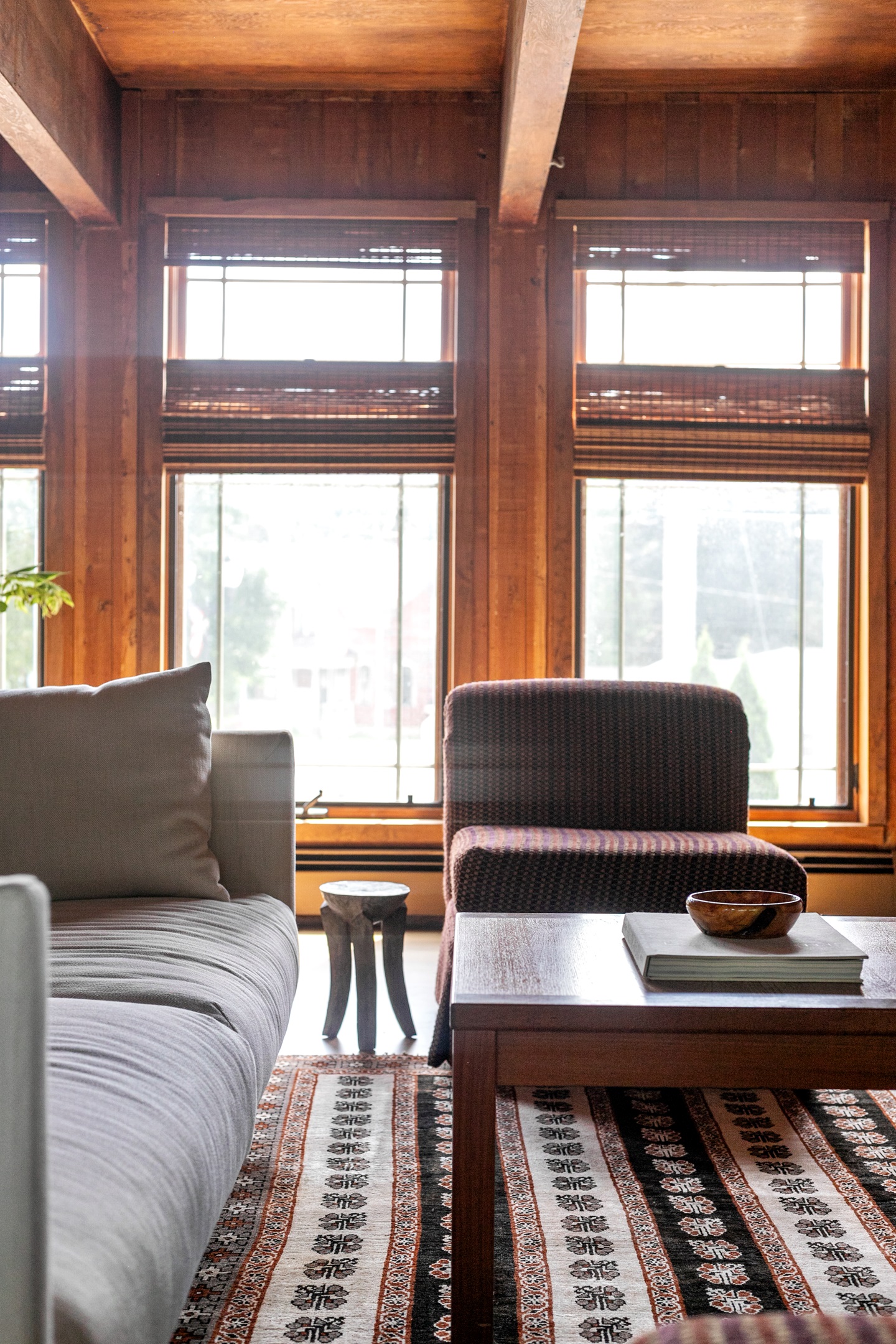Cozy seating area with coffee table for relaxing.