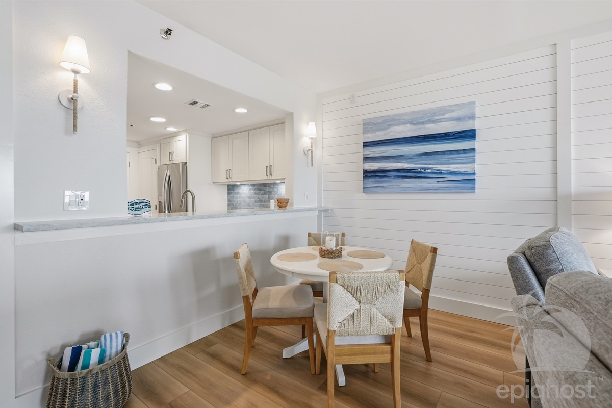 Dining nook with coastal accents