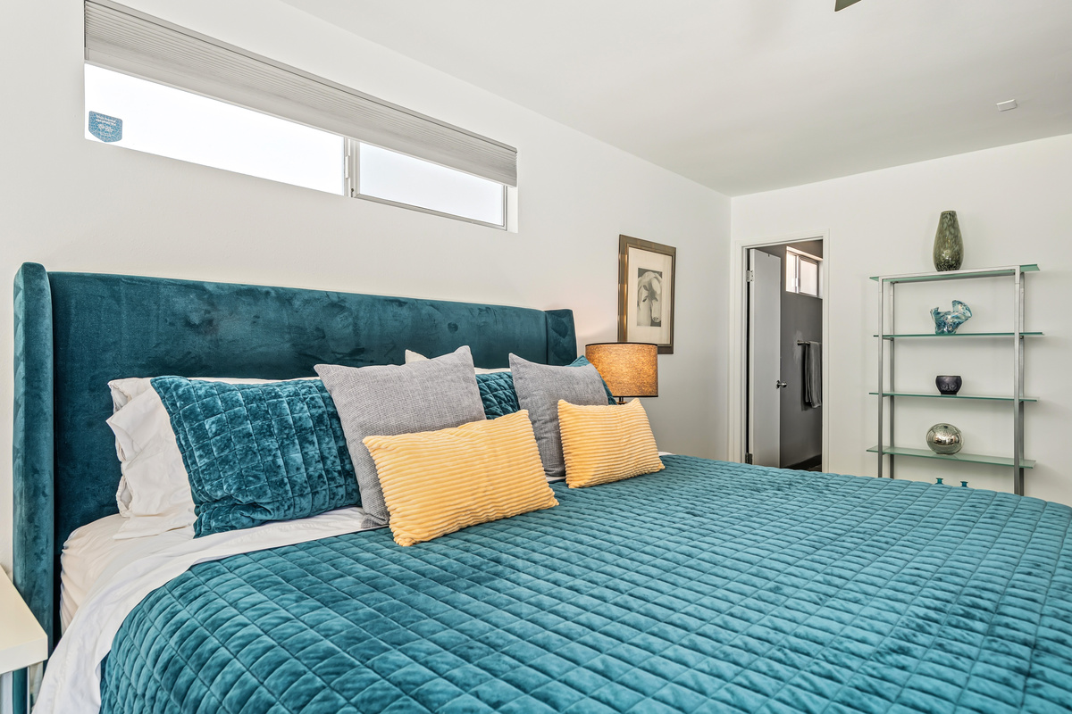 King bed with luxury linens