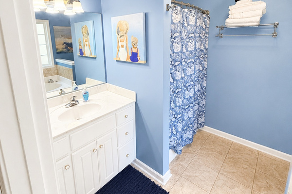 Bright bathroom vanity with ample storage