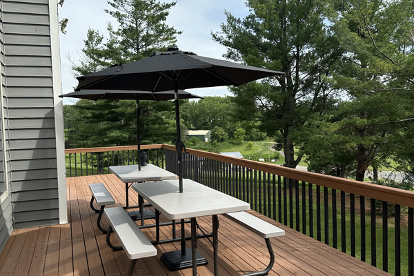 Enjoy a meal and refreshments on the deck.