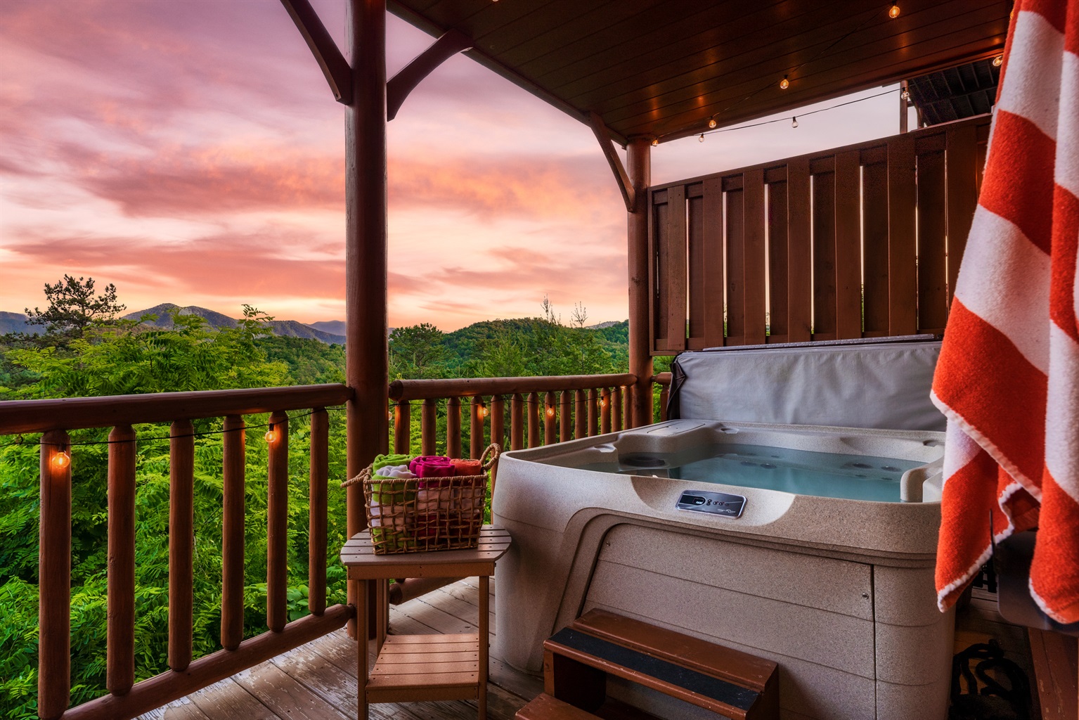 Chillin' in our porch! Soaking up the good vibes in our hot tub on the porch.