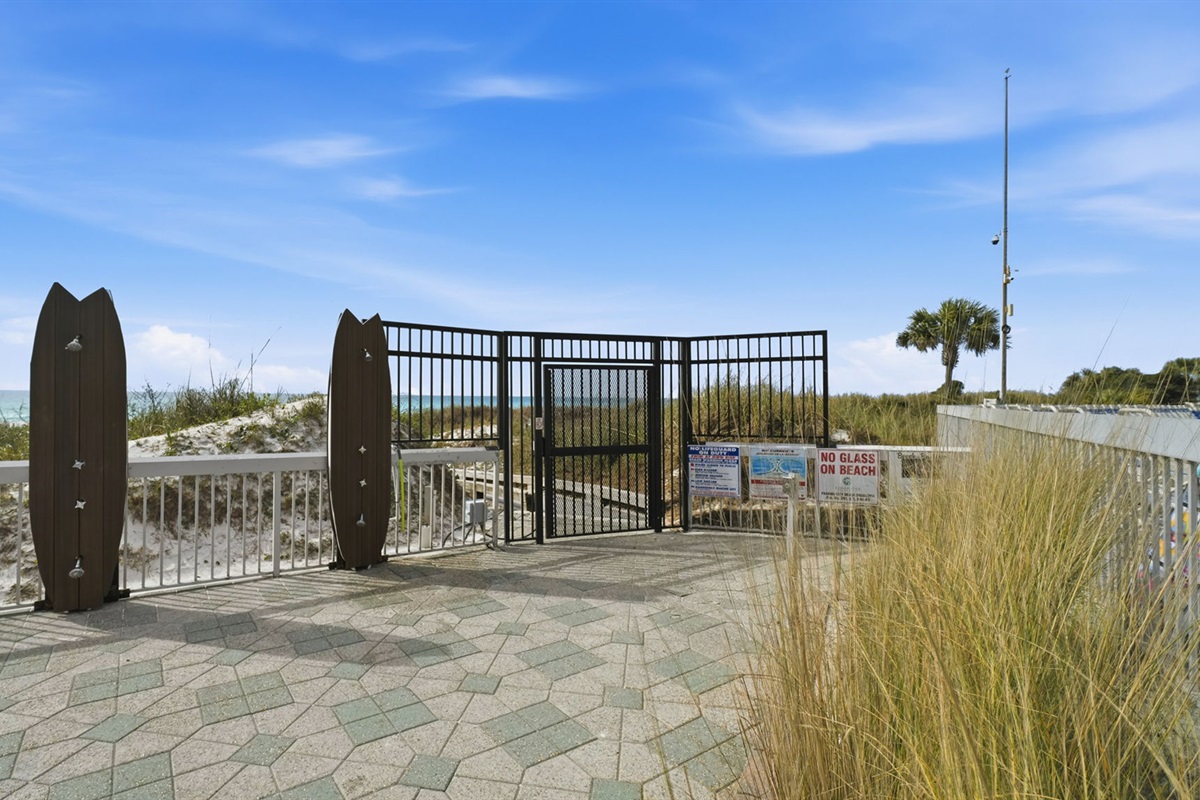 One of Edgewater's gated beach access points