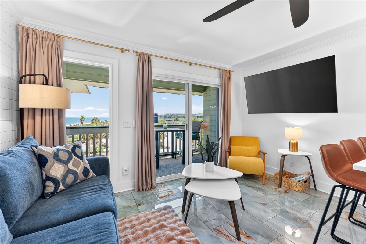 Living Room | Coastal Calm | Sea Cabins 310A, Isle of Palms, SC | IOP Escapes