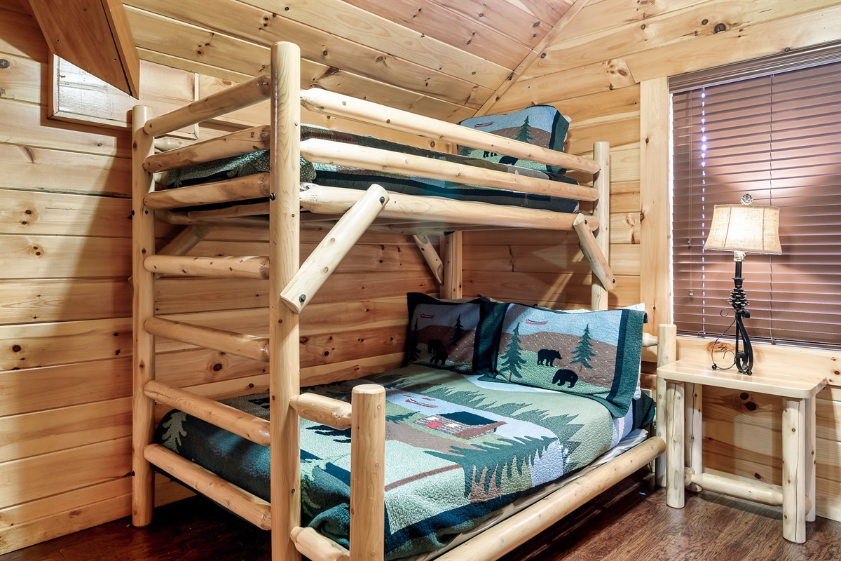 Spark adventure in a whimsical woodland themed bunk room that instantly becomes a kid favorite.