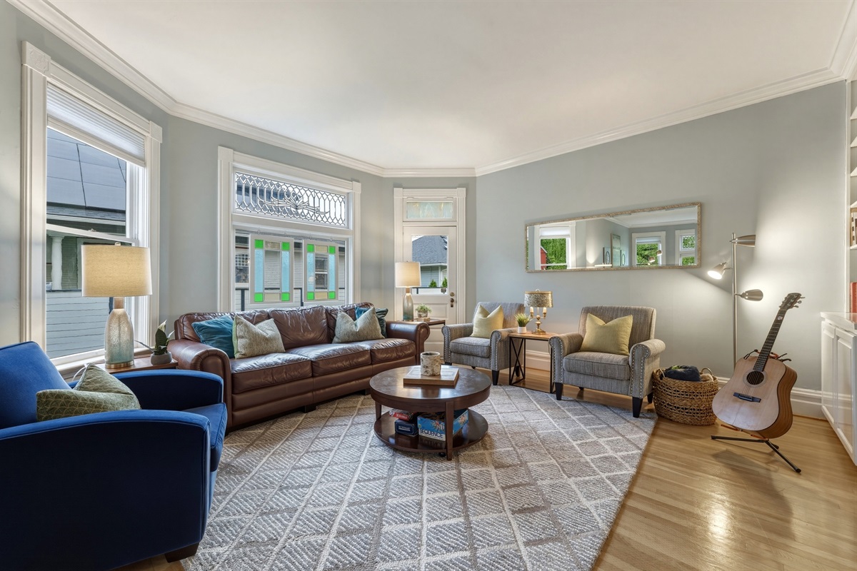 TV room with Smart TV, lounge seating, & kids games
