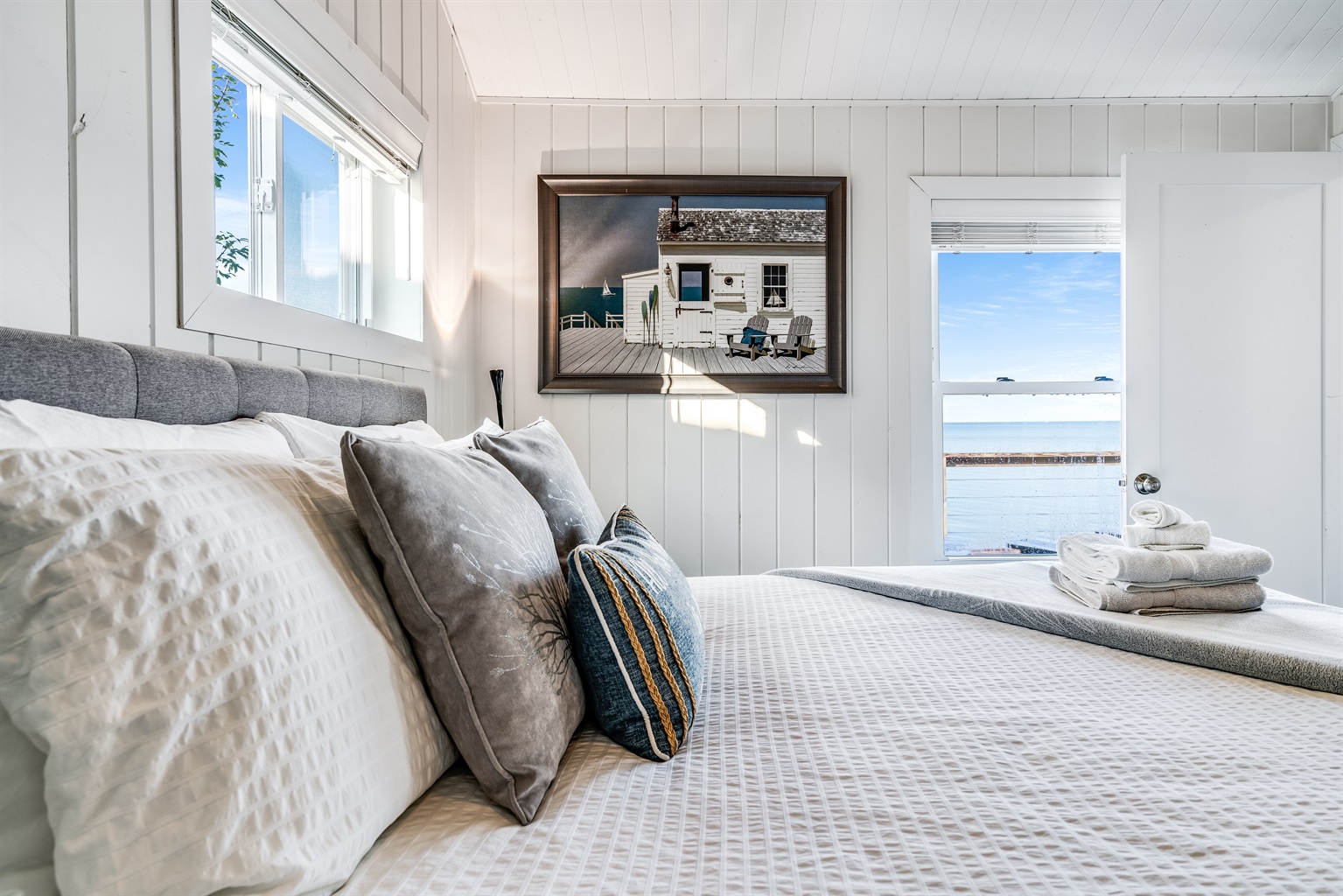 Wake up to the waves of Lake Erie just outside the bedroom window. "Hearing the sound of the waves is wonderful."- Heidi S, Aug 2024