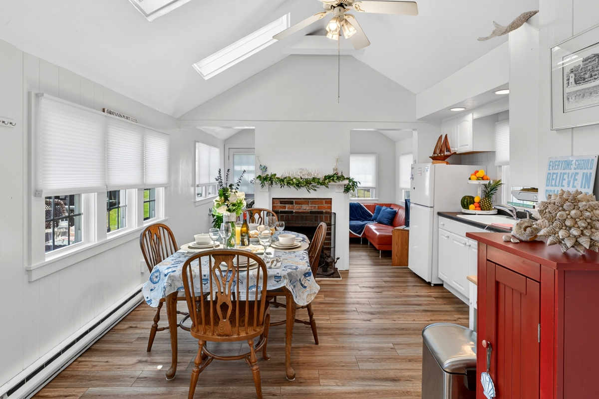 Dining space with seating for four, perfect for shared meals and simple moments at home.